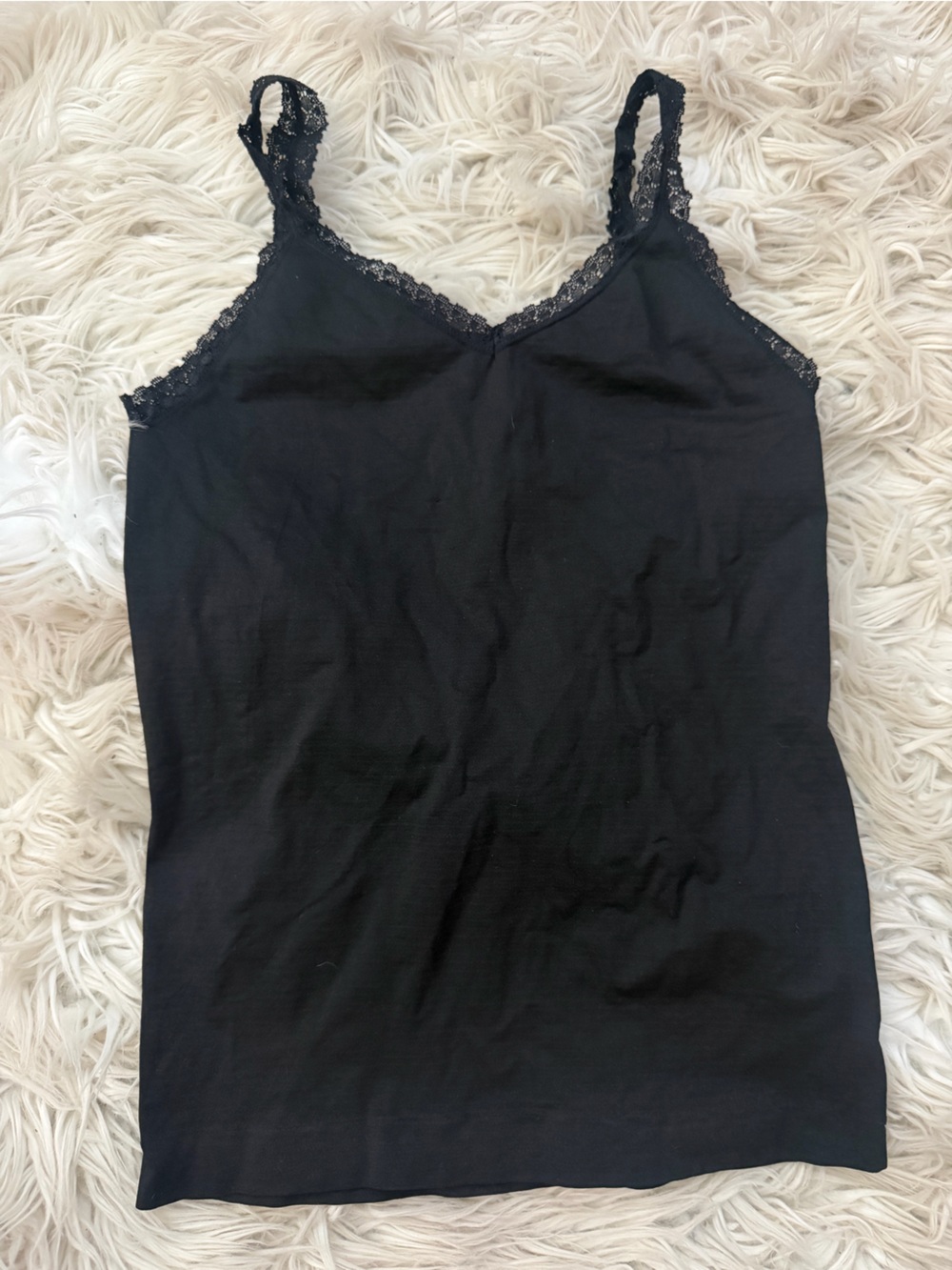 Lace-Trim Black Slip Camisole